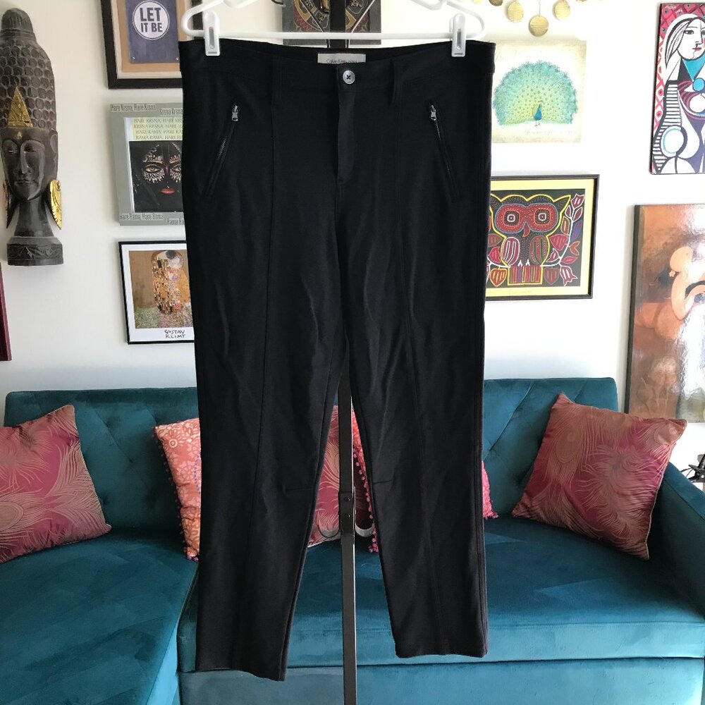 CALVIN KLEIN size 31 Black Stretch Mid-Rise Stretch Ponte Knit Slim Leg Pants